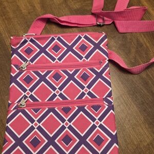 Geometric Pink and Purple Crossbody Bag